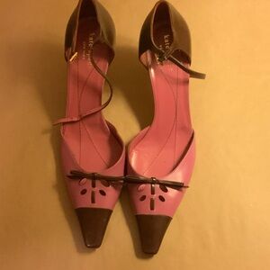 Kate Spade Pink and Brown Heels with Bow Accent